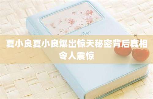 夏小良夏小良爆出惊天秘密背后真相令人震惊