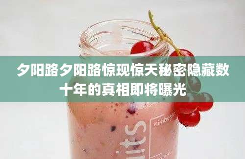 夕阳路夕阳路惊现惊天秘密隐藏数十年的真相即将曝光