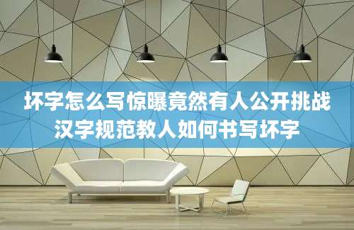 坏字怎么写惊曝竟然有人公开挑战汉字规范教人如何书写坏字