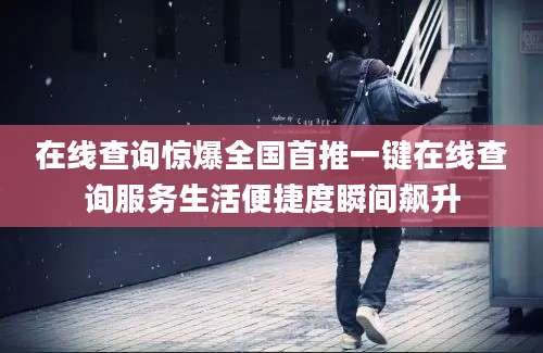 在线查询惊爆全国首推一键在线查询服务生活便捷度瞬间飙升