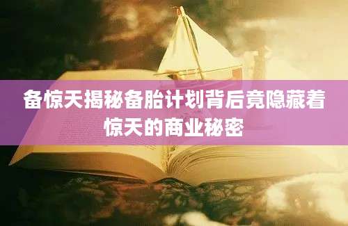备惊天揭秘备胎计划背后竟隐藏着惊天的商业秘密