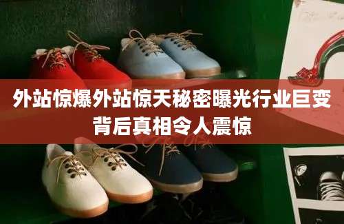 外站惊爆外站惊天秘密曝光行业巨变背后真相令人震惊