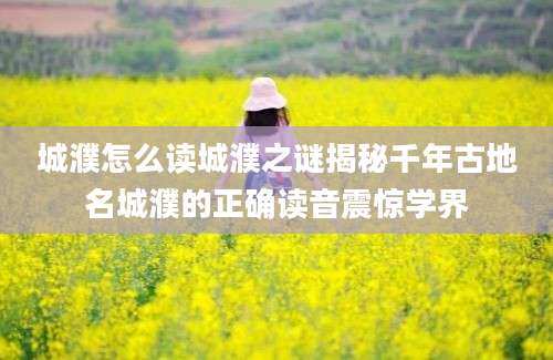 城濮怎么读城濮之谜揭秘千年古地名城濮的正确读音震惊学界
