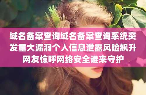 域名备案查询域名备案查询系统突发重大漏洞个人信息泄露风险飙升网友惊呼网络安全谁来守护