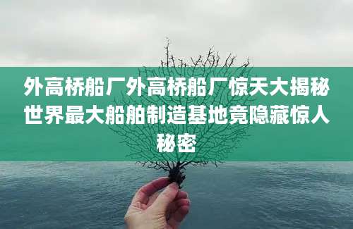 外高桥船厂外高桥船厂惊天大揭秘世界最大船舶制造基地竟隐藏惊人秘密
