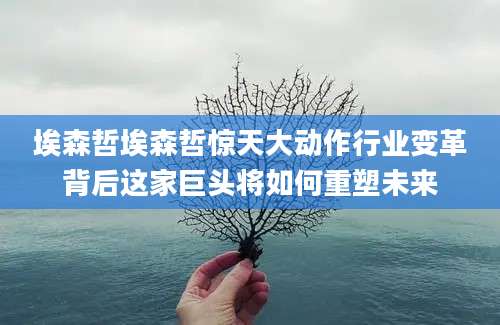 埃森哲埃森哲惊天大动作行业变革背后这家巨头将如何重塑未来
