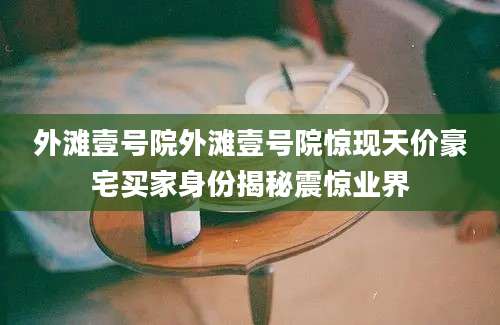 外滩壹号院外滩壹号院惊现天价豪宅买家身份揭秘震惊业界