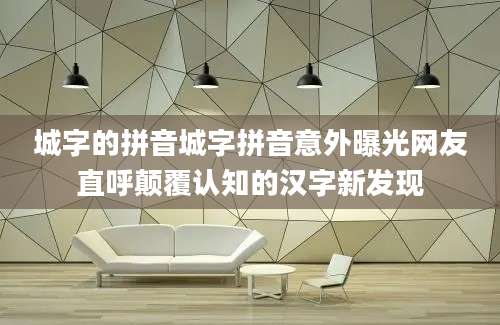 城字的拼音城字拼音意外曝光网友直呼颠覆认知的汉字新发现