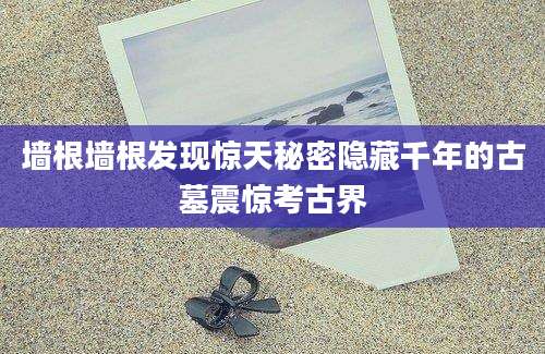 墙根墙根发现惊天秘密隐藏千年的古墓震惊考古界