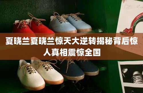 夏晓兰夏晓兰惊天大逆转揭秘背后惊人真相震惊全国