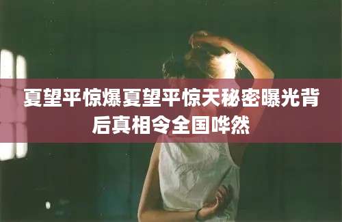 夏望平惊爆夏望平惊天秘密曝光背后真相令全国哗然
