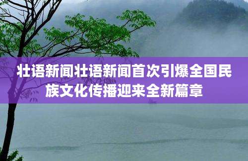 壮语新闻壮语新闻首次引爆全国民族文化传播迎来全新篇章