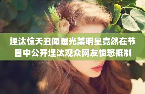 埋汰惊天丑闻曝光某明星竟然在节目中公开埋汰观众网友愤怒抵制