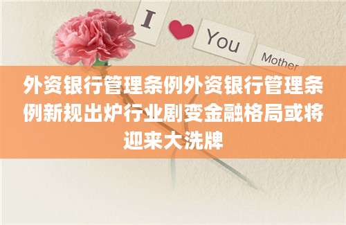 外资银行管理条例外资银行管理条例新规出炉行业剧变金融格局或将迎来大洗牌