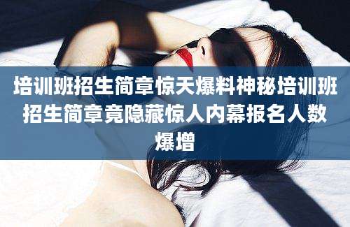培训班招生简章惊天爆料神秘培训班招生简章竟隐藏惊人内幕报名人数爆增