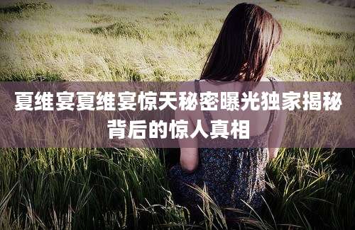 夏维宴夏维宴惊天秘密曝光独家揭秘背后的惊人真相