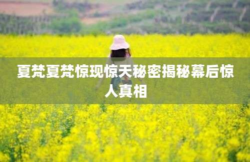 夏梵夏梵惊现惊天秘密揭秘幕后惊人真相