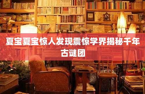 夏宝夏宝惊人发现震惊学界揭秘千年古谜团