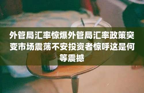 外管局汇率惊爆外管局汇率政策突变市场震荡不安投资者惊呼这是何等震撼