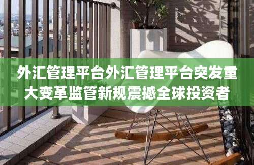外汇管理平台外汇管理平台突发重大变革监管新规震撼全球投资者