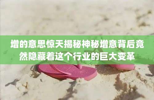 增的意思惊天揭秘神秘增意背后竟然隐藏着这个行业的巨大变革