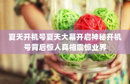 夏天开机号夏天大幕开启神秘开机号背后惊人真相震惊业界
