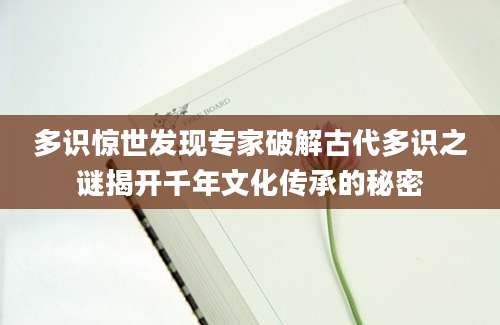 多识惊世发现专家破解古代多识之谜揭开千年文化传承的秘密