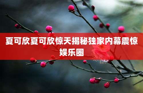 夏可欣夏可欣惊天揭秘独家内幕震惊娱乐圈