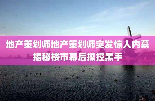 地产策划师地产策划师突发惊人内幕揭秘楼市幕后操控黑手