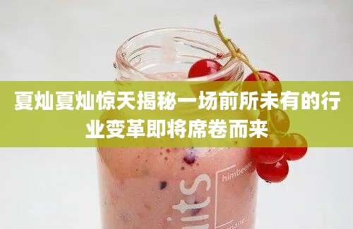 夏灿夏灿惊天揭秘一场前所未有的行业变革即将席卷而来