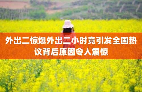 外出二惊爆外出二小时竟引发全国热议背后原因令人震惊