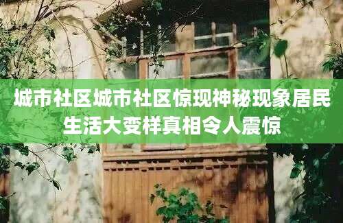 城市社区城市社区惊现神秘现象居民生活大变样真相令人震惊