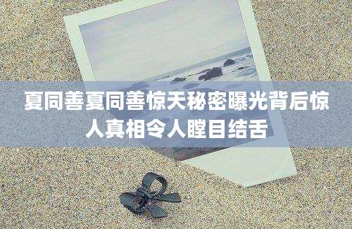 夏同善夏同善惊天秘密曝光背后惊人真相令人瞠目结舌