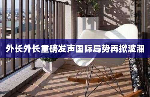 外长外长重磅发声国际局势再掀波澜