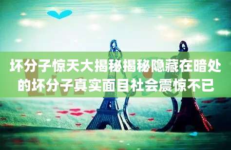 坏分子惊天大揭秘揭秘隐藏在暗处的坏分子真实面目社会震惊不已