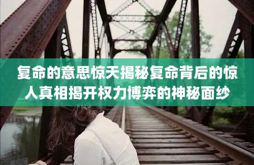 复命的意思惊天揭秘复命背后的惊人真相揭开权力博弈的神秘面纱