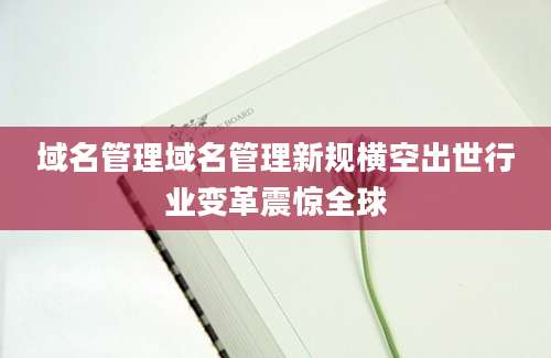 域名管理域名管理新规横空出世行业变革震惊全球
