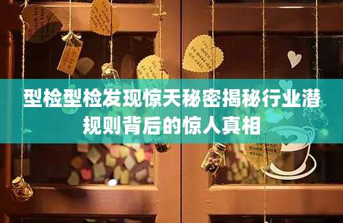 型检型检发现惊天秘密揭秘行业潜规则背后的惊人真相