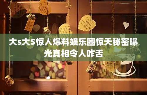 大s大S惊人爆料娱乐圈惊天秘密曝光真相令人咋舌