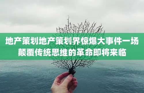 地产策划地产策划界惊爆大事件一场颠覆传统思维的革命即将来临