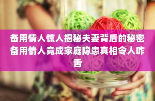 备用情人惊人揭秘夫妻背后的秘密备用情人竟成家庭隐患真相令人咋舌