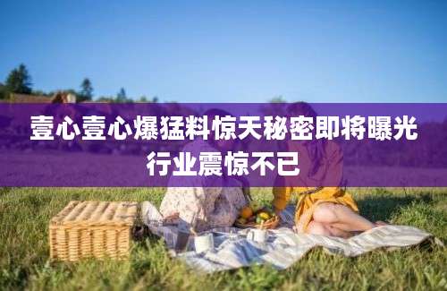 壹心壹心爆猛料惊天秘密即将曝光行业震惊不已