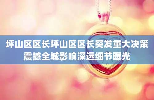 坪山区区长坪山区区长突发重大决策震撼全城影响深远细节曝光