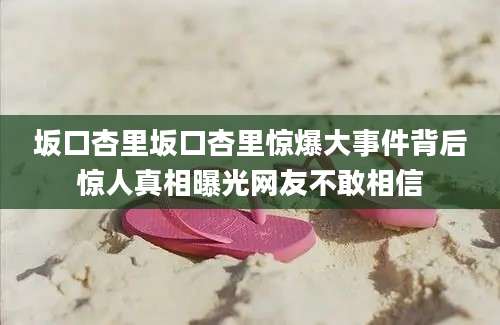 坂口杏里坂口杏里惊爆大事件背后惊人真相曝光网友不敢相信