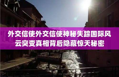 外交信使外交信使神秘失踪国际风云突变真相背后隐藏惊天秘密